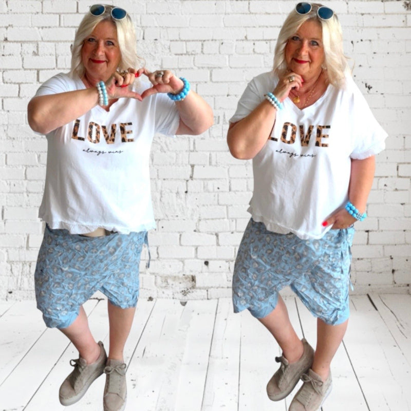 T-Shirt "LOVE" mit Glitzer, weiß