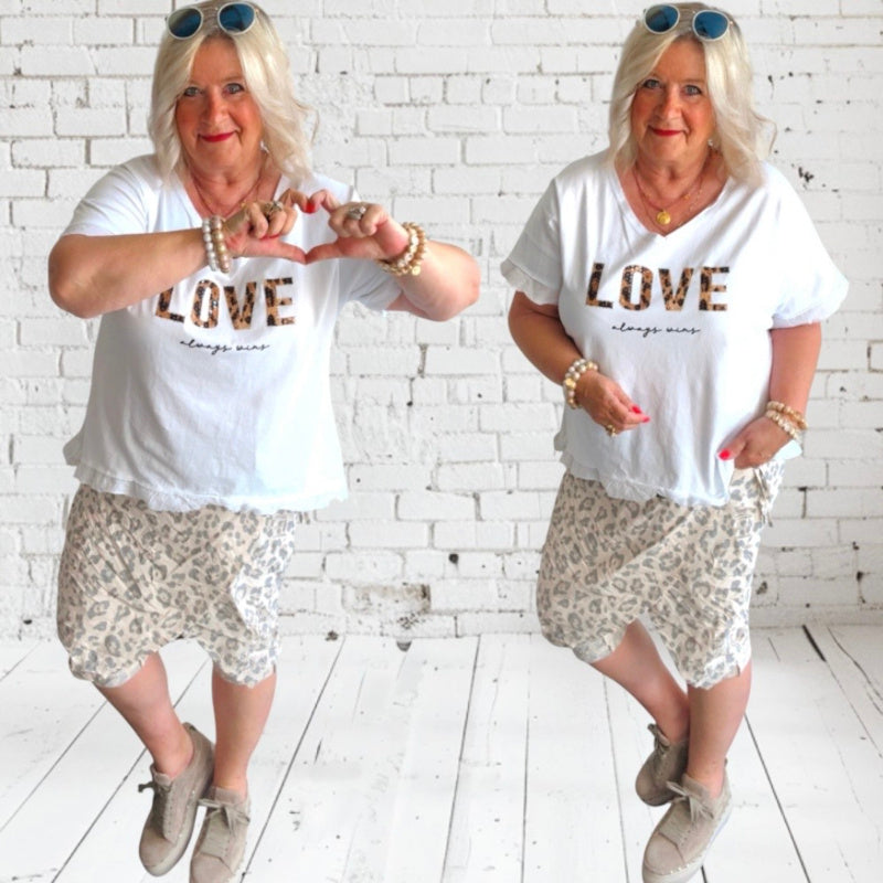 T-Shirt "LOVE" mit Glitzer, weiß