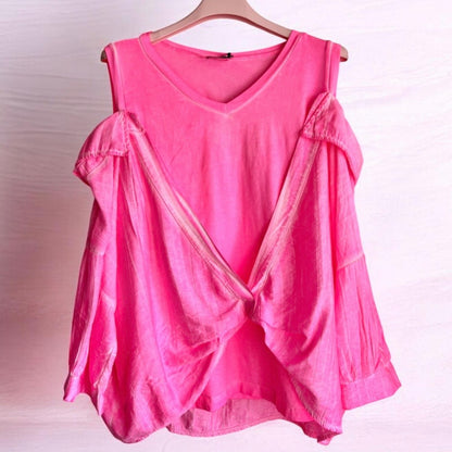 Bluse "MALLY" mit eingearbeitetem Top, neonpink