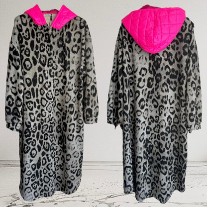 Sweat Mantel "PINK HOOD", Leo-grau