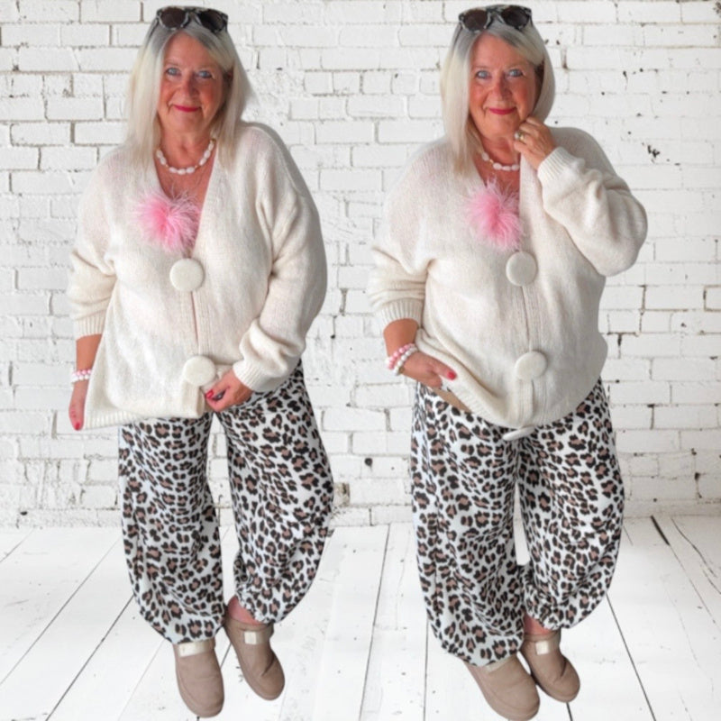 Pullover/Cardigan "CHANGE ME" mit großen Knöpfen, ecru