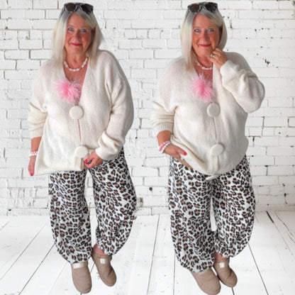 Pullover/Cardigan "CHANGE ME" mit großen Knöpfen, ecru