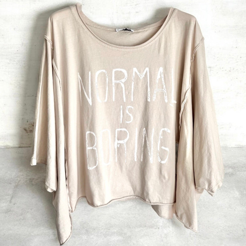 cropped Shirt "BORING", beige