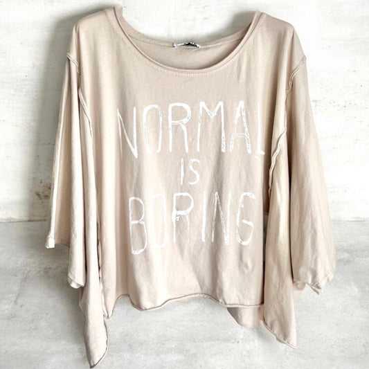 cropped Shirt "BORING", beige