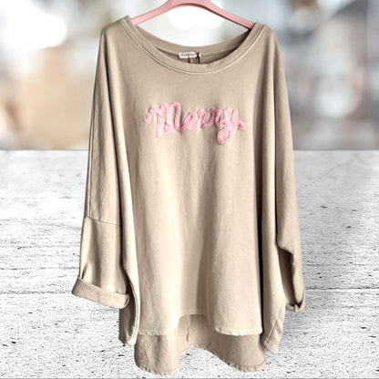 Sweatshirt "MERRY", beige