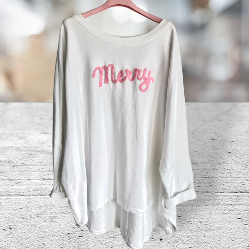 Sweatshirt "MERRY", weiß