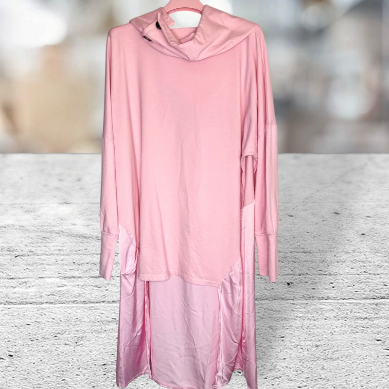 Long Shirt "COLLAR" mit Kapuze, rosa