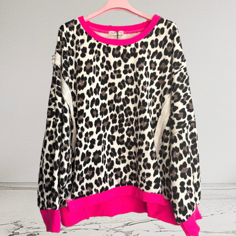 Sweatshirt mit Roundneck "LEO with PINK Accents"