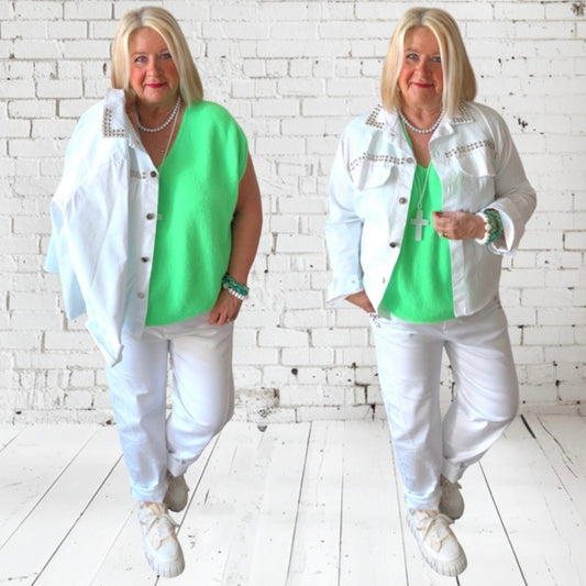 Denim Hemd Jacke "RIVETS", weiß