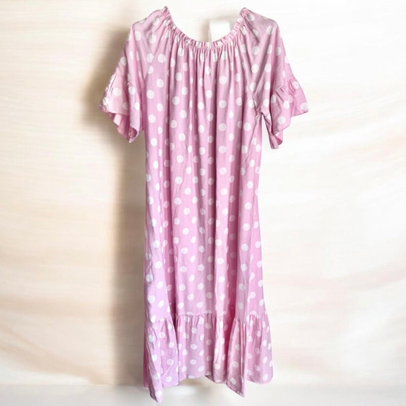Carmen Maxi Kleid "POLKA DOTS", rosa/weiß