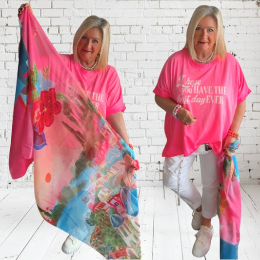 Viskose Schal "SANTORINI", pink-multi