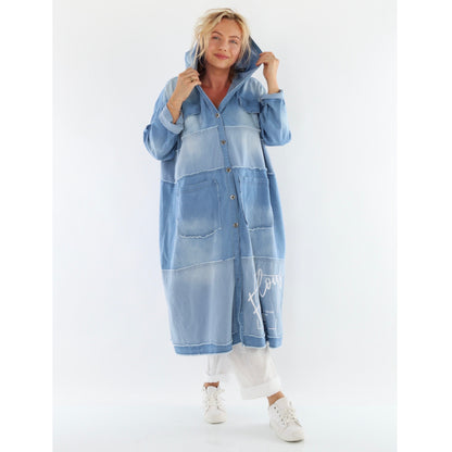 Jeans Mantel "FABULOUS" mit Kapuze, light denim