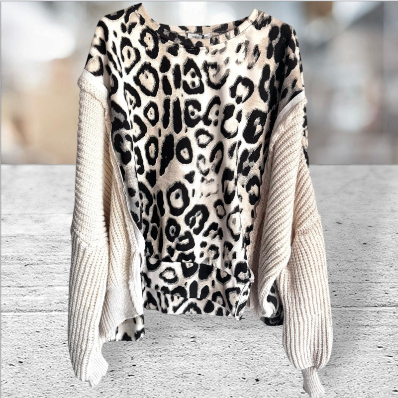 Sweatshirt mit Roundneck "LEO", beige