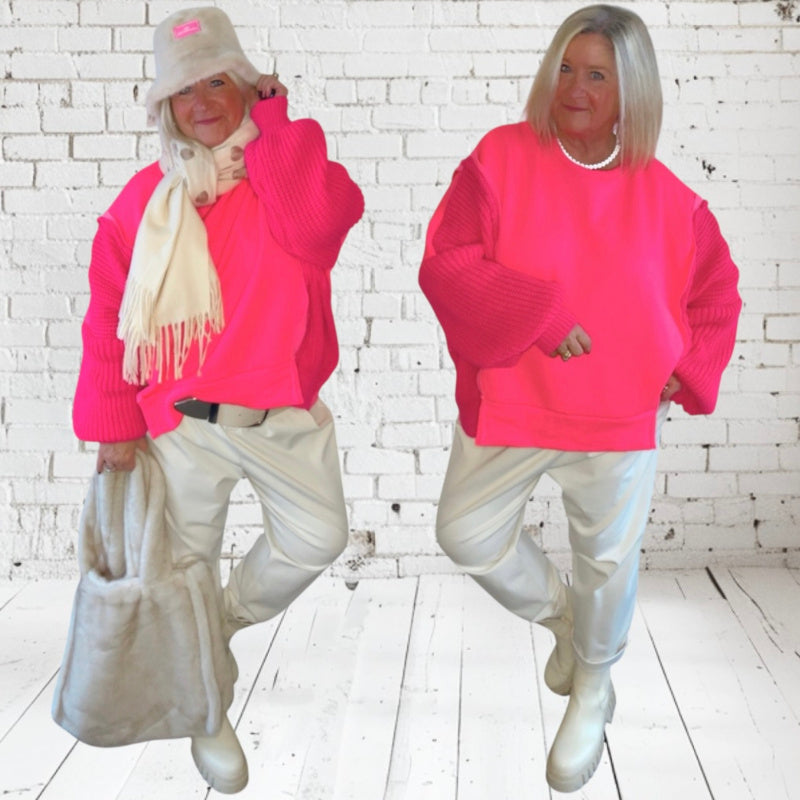 Sweatshirt mit Roundneck "BRIGHT NEON", pink