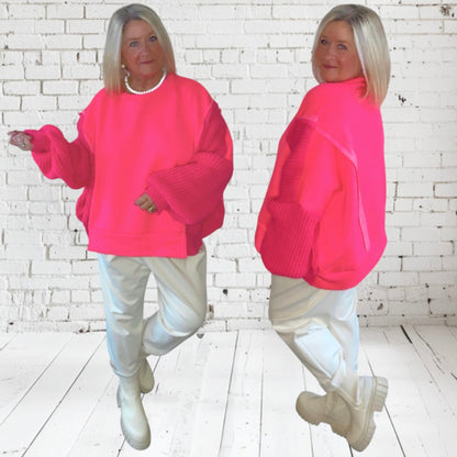 Sweatshirt mit Roundneck "BRIGHT NEON", pink