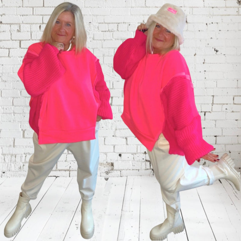 Sweatshirt mit Roundneck "BRIGHT NEON", pink