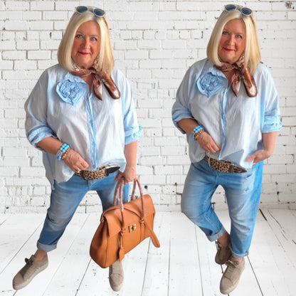 Bluse "CUTE BLOSSOM", hellblau