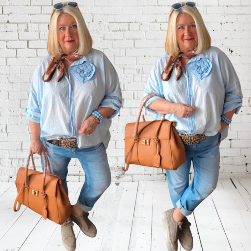 Bluse "CUTE BLOSSOM", hellblau