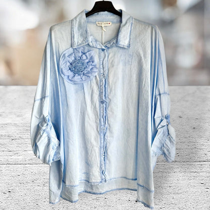 Bluse "CUTE BLOSSOM", hellblau