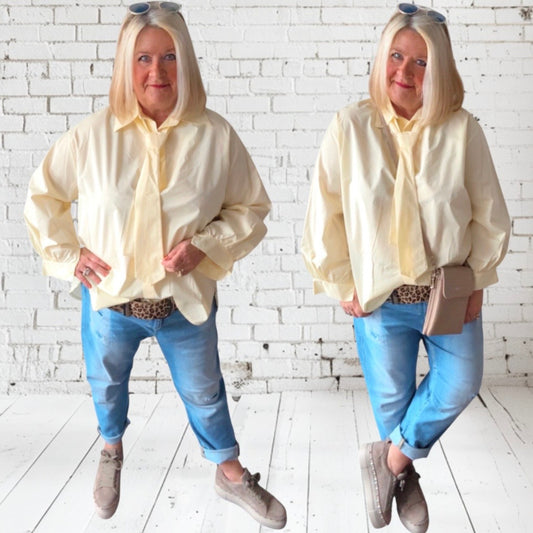 Bluse "BUSINESS" mit Krawatte, gelb