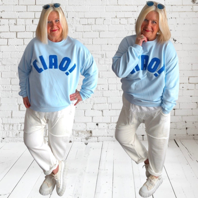 MOOIJ Sweater "CIAO!", hellblau