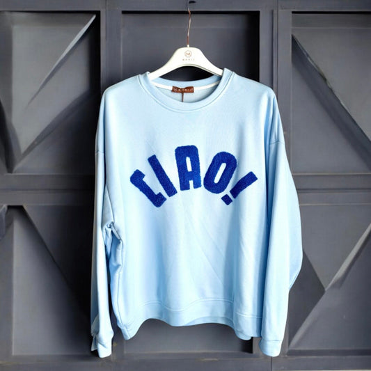 MOOIJ Sweater "CIAO!", hellblau