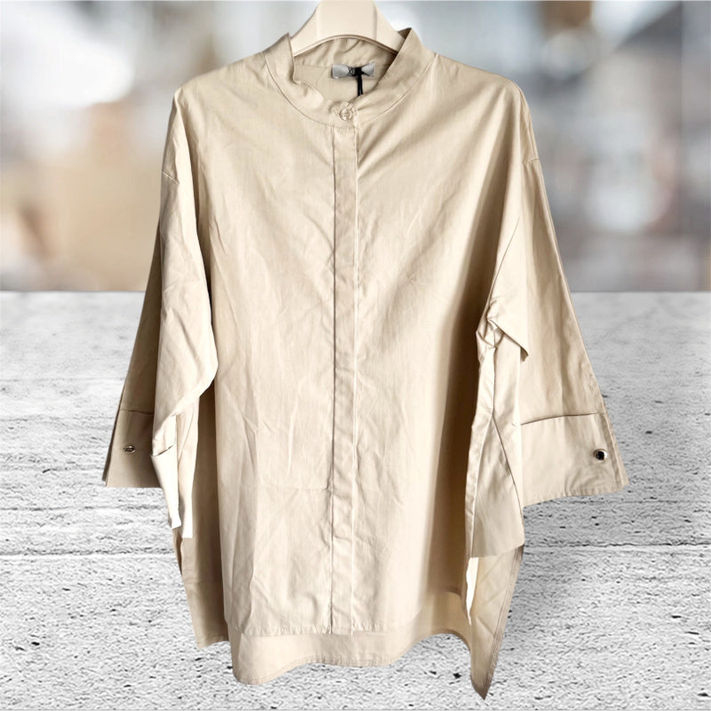Bluse "MANDARIN" mit Stehkragen, beige