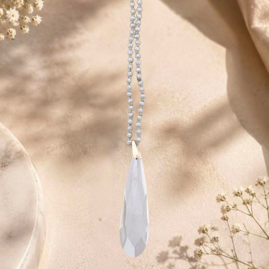 lange Halskette CRYSTALS mit Tropfenanhänger, taupe