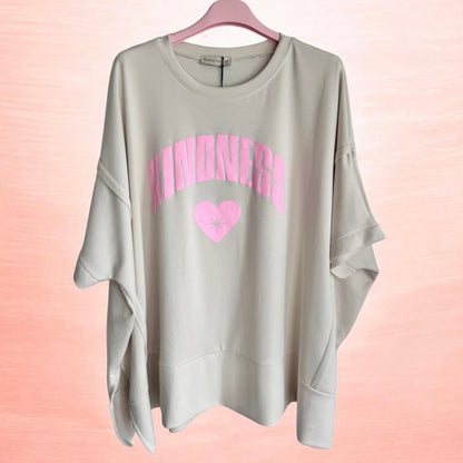 kurzarm Sweater "KINDNESS", beige