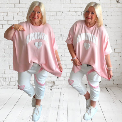 kurzarm Sweater "KINDNESS", light peach