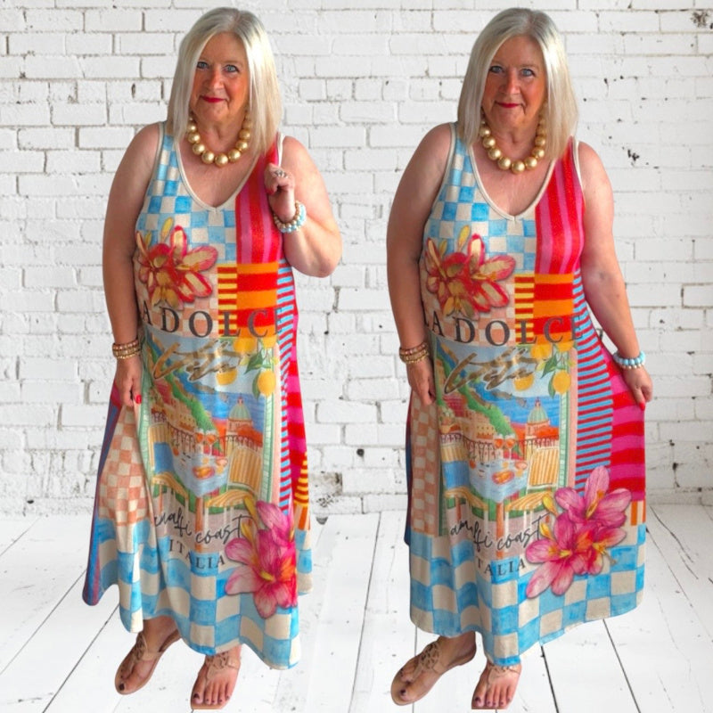 Maxi Kleid "AMALFI" mit Lurex, multi