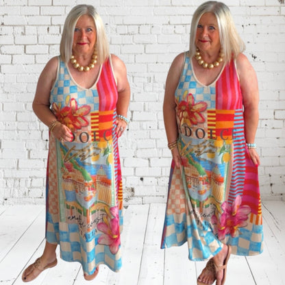 Maxi Kleid "AMALFI" mit Lurex, multi