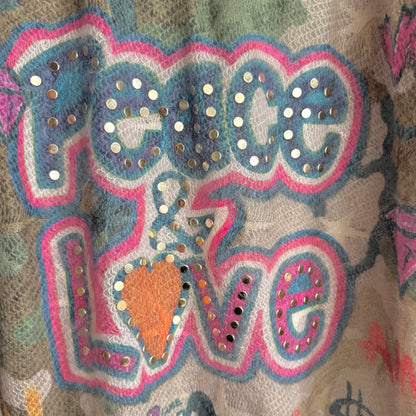 leichter Strickpulli "PEACE&LOVE" mit Schal