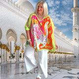ROSE Shirt "FLOWER POWER", neongelb/pink/orange