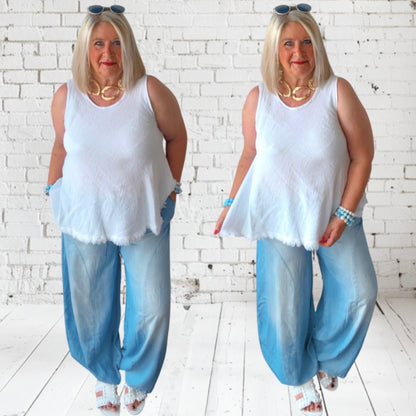 Leichte Marlene Hose "LYOCELL" light blue
