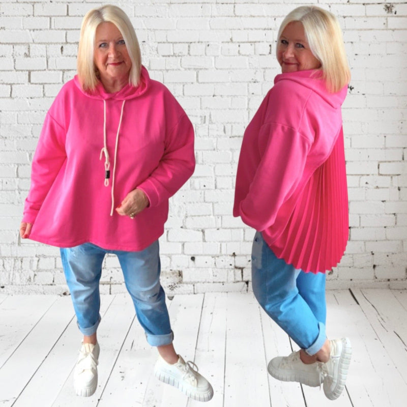 Hoodie mit Plissee "IN MOTION", pink