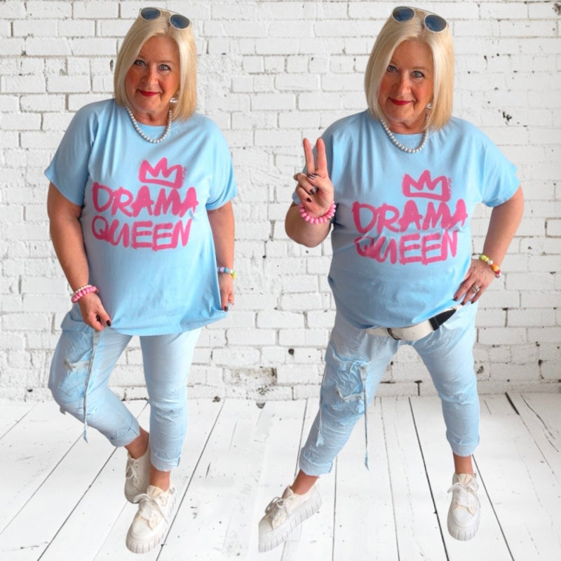 T-Shirt "DRAMA QUEEN" 👑, hellblau