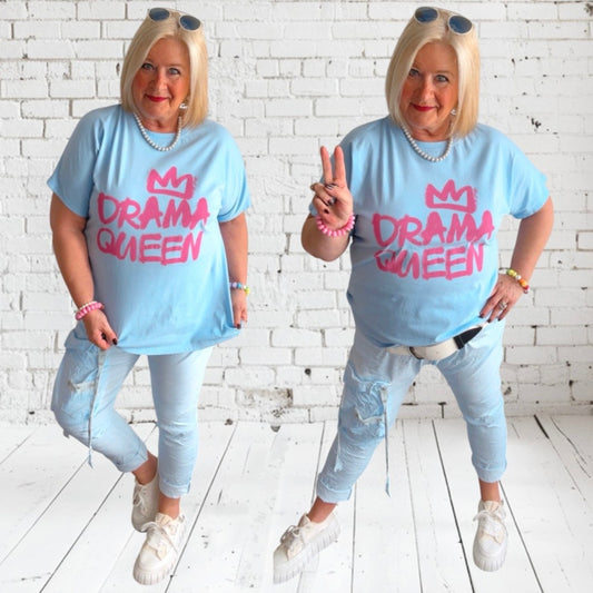 T-Shirt "DRAMA QUEEN" 👑, hellblau