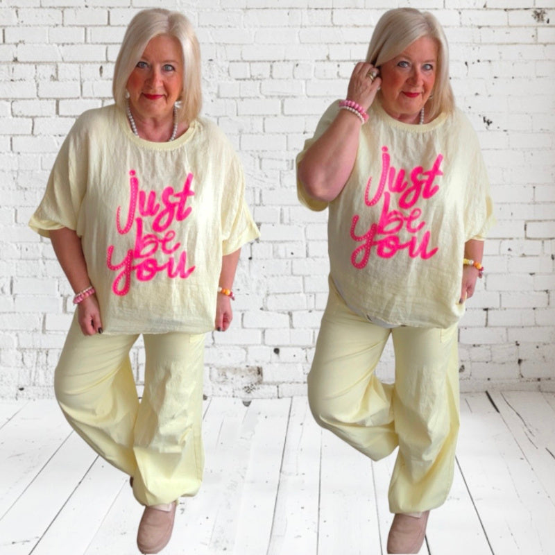 Leinen Shirt "JUST BE YOU", gelb