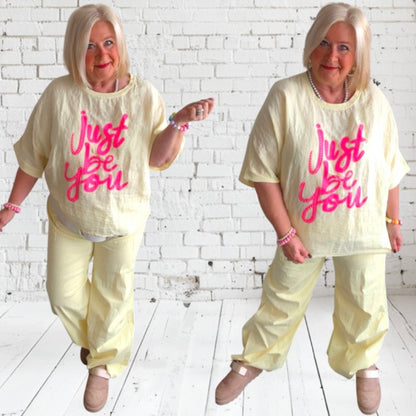 Leinen Shirt "JUST BE YOU", gelb