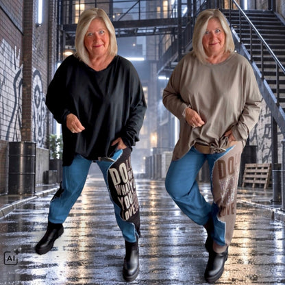 Jeans Sweat Hose "DO WHAT YOU LOVE" mit Strass