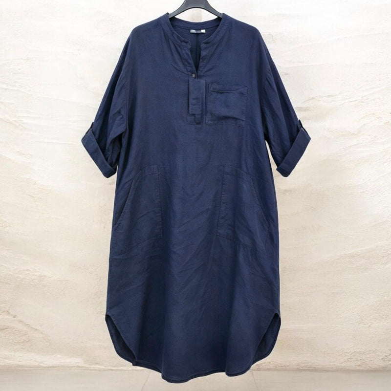 Leinen Maxikleid "CLASSY", marine