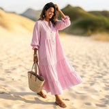 Maxi Stufen Kleid "COZY BEACH", rosa