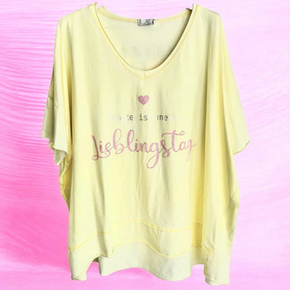 T-Shirt "LIEBLINGSTAG", zitronengelb