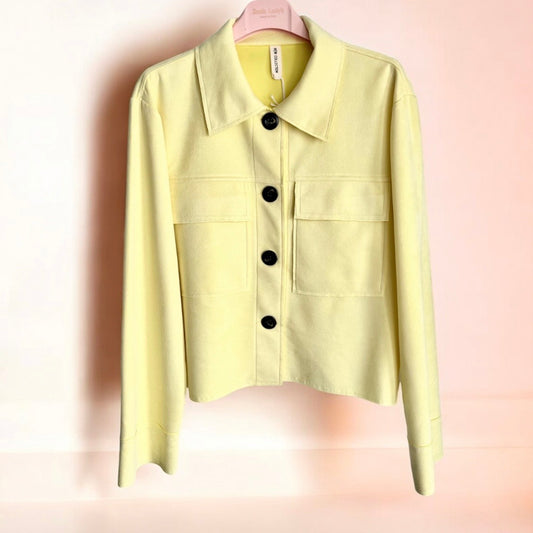Kurze Waschleder Jacke "ZAALA", zitronengelb