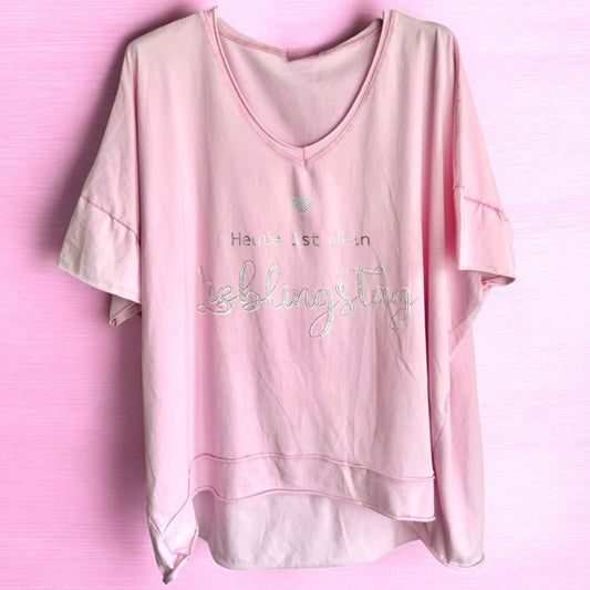 T-Shirt "LIEBLINGSTAG", barbie rosa