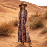 Viskose Maxi Kleid "EQUUS QUAGGA", braun/bordeaux