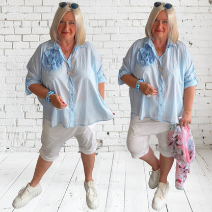 Baggy Bermuda Shorts "BELT", weiß