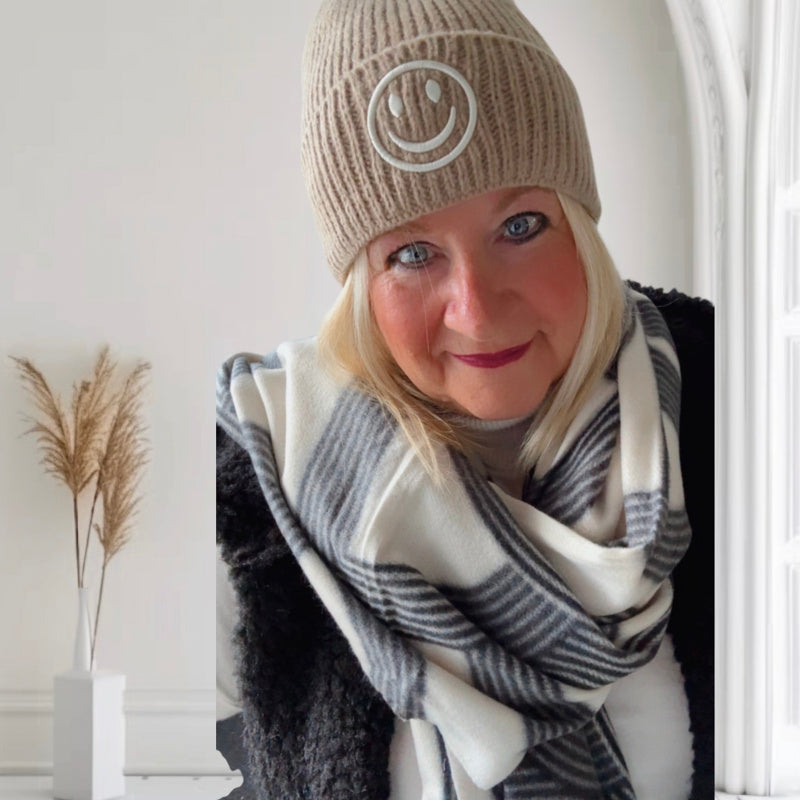 Schal "GEOMETRY", ecru/schwarz