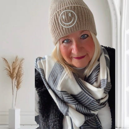 Schal "GEOMETRY", ecru/schwarz